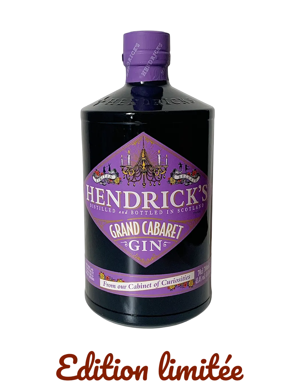 Hendricks Gin Grand Cabaret Distillé et embouteillé en Ecosse créée dans le cabinet de curiosité de Ms. Lesley Gracie
