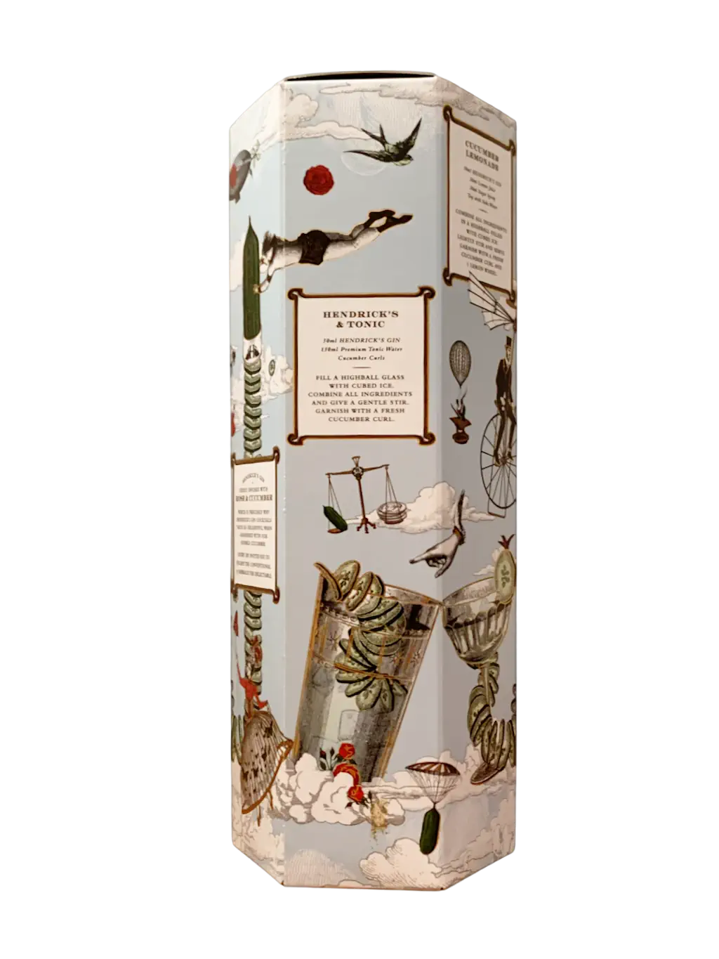 Bouteille de Gin Hendrick's Original dans un coffret avec un trancheur de concombre