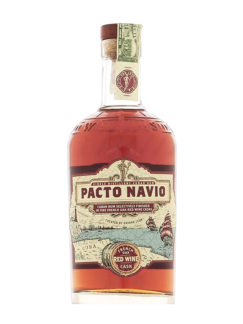 Pacto Navio Cuban Rum selectively finished in fine French oak red wine casks