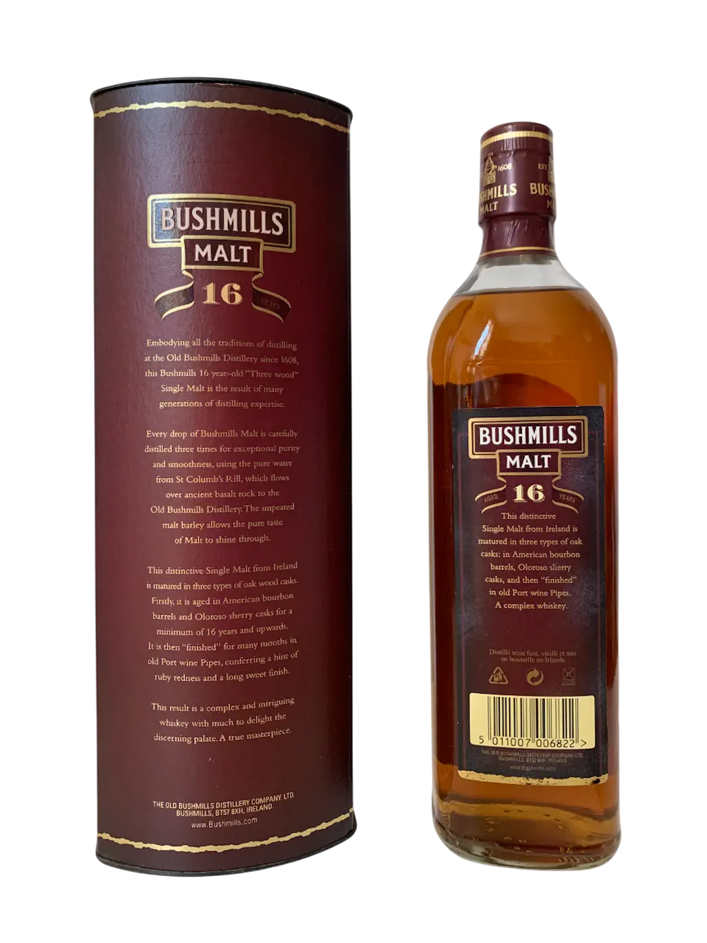 Bushmills Malt 16 ans single malt Irish whiskey matured in three woods