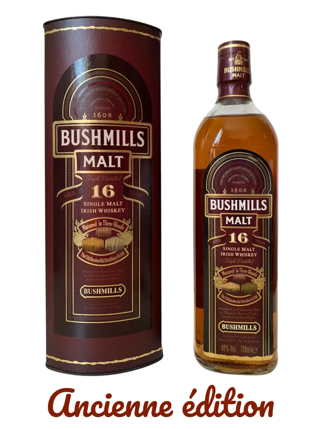 Bushmills Malt 16 ans single malt Irish whiskey matured in three woods