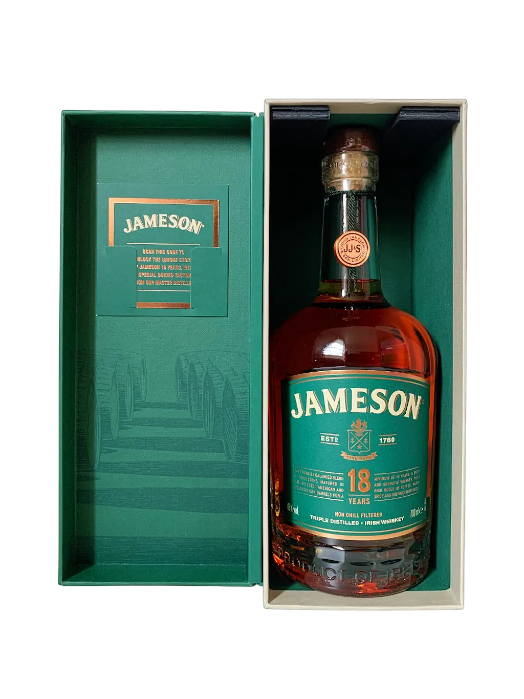 Triple distilled Irish whiskey Jameson 18 years