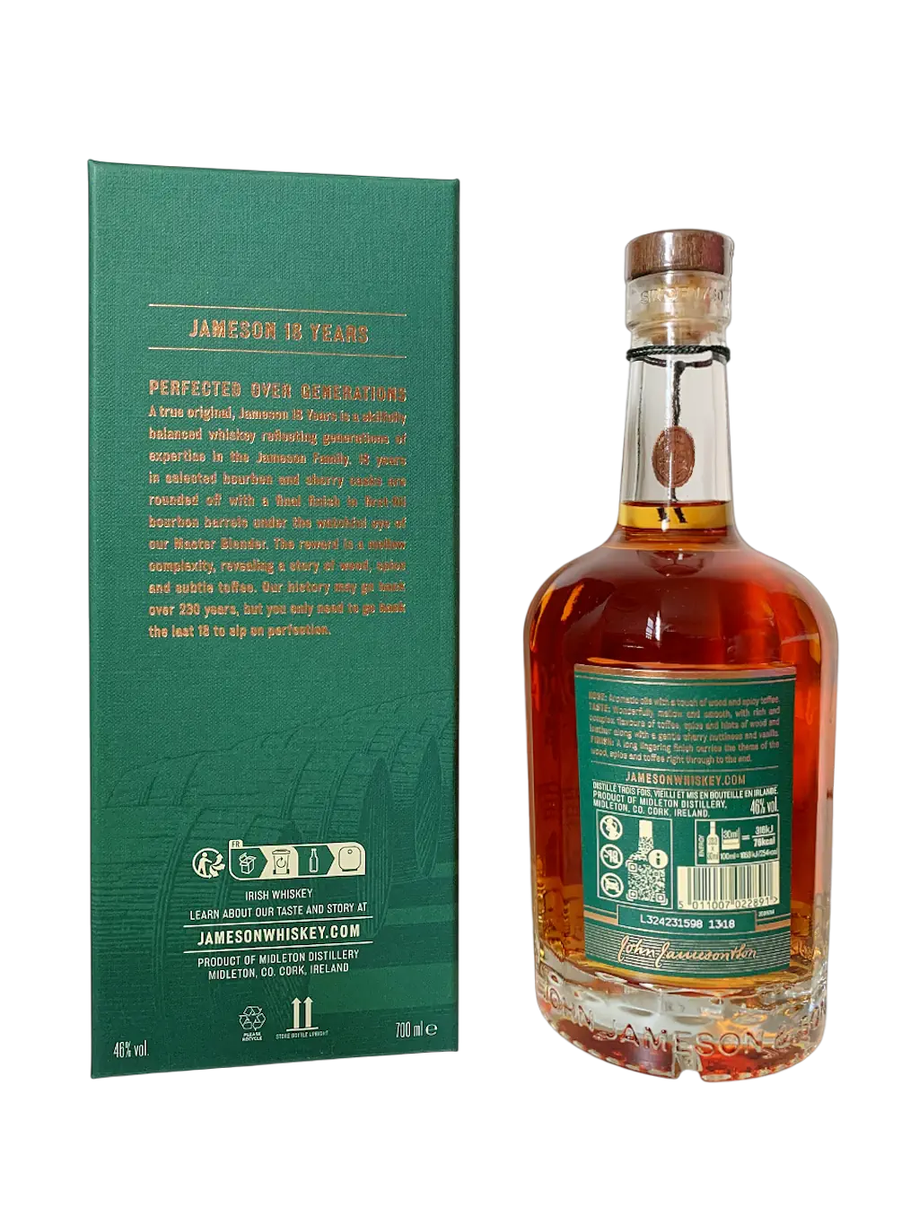 Triple distilled Irish whiskey Jameson 18 years