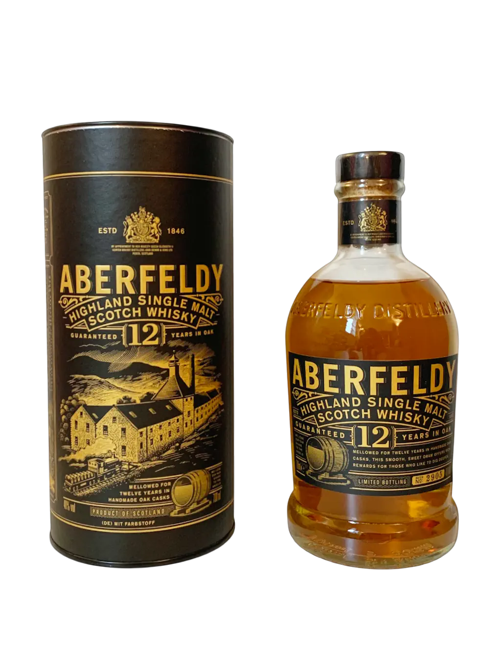 Aberfeldy Highland single malt Scotch whisky guaranteed 12 years in oak
