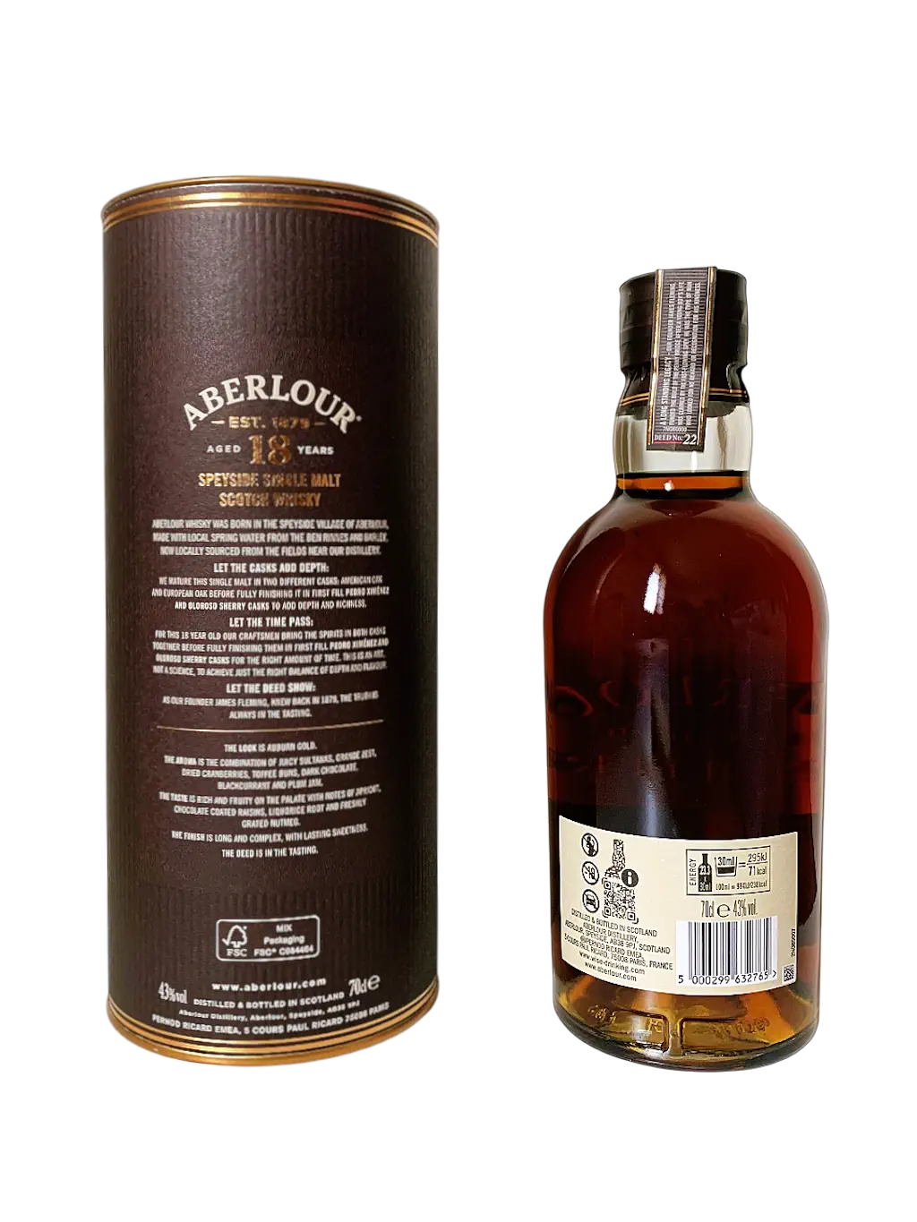 Aberlour Speyside single malt Scotch whisky Double sherry cask finish aged 18 year old. This is batch 004.