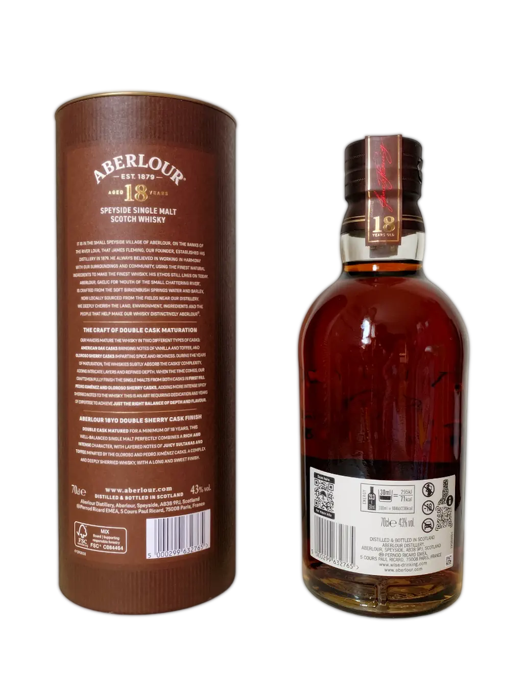 Aberlour distillery Speyside single malt Scotch whisky 18 years old double sherry cask finish