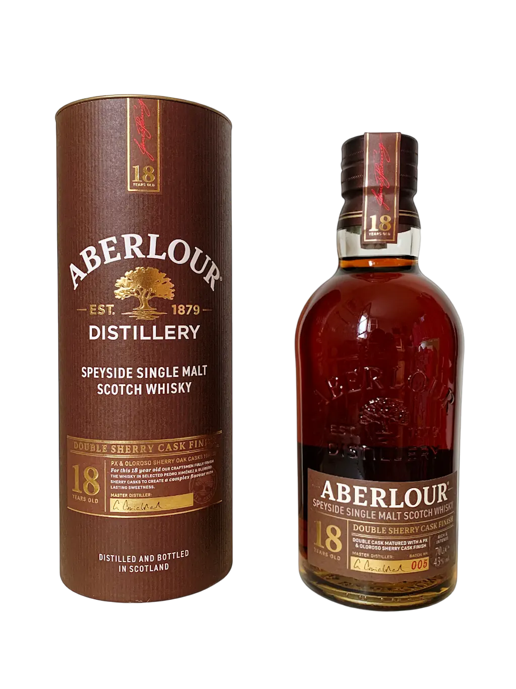 Aberlour distillery Speyside single malt Scotch whisky 18 years old double sherry cask finish