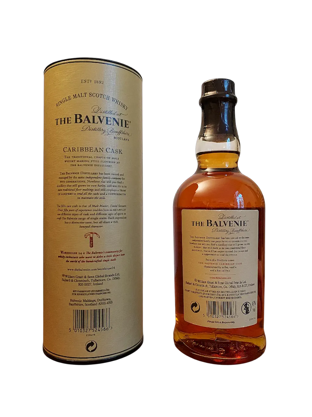 Single Malt Scotch Whisky The Balvenie Caribbean Cask Extra Matured in Rum Casks aged 14 years