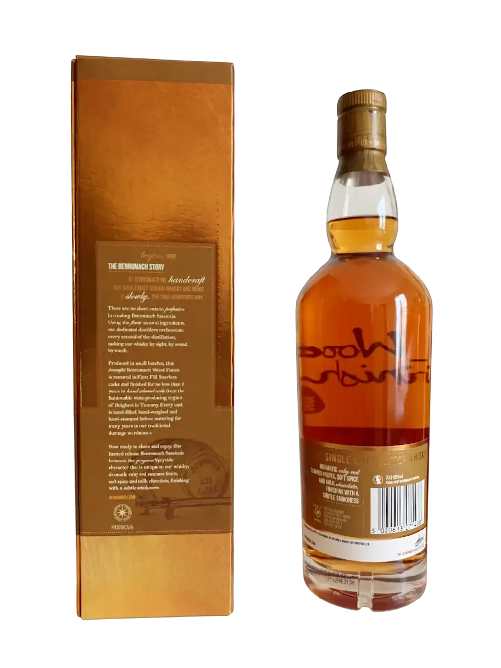 Benromach Speyside Single Malt Scotch Whisky Wood Finish Sassicaia distilled in 2011 bottled in 2019