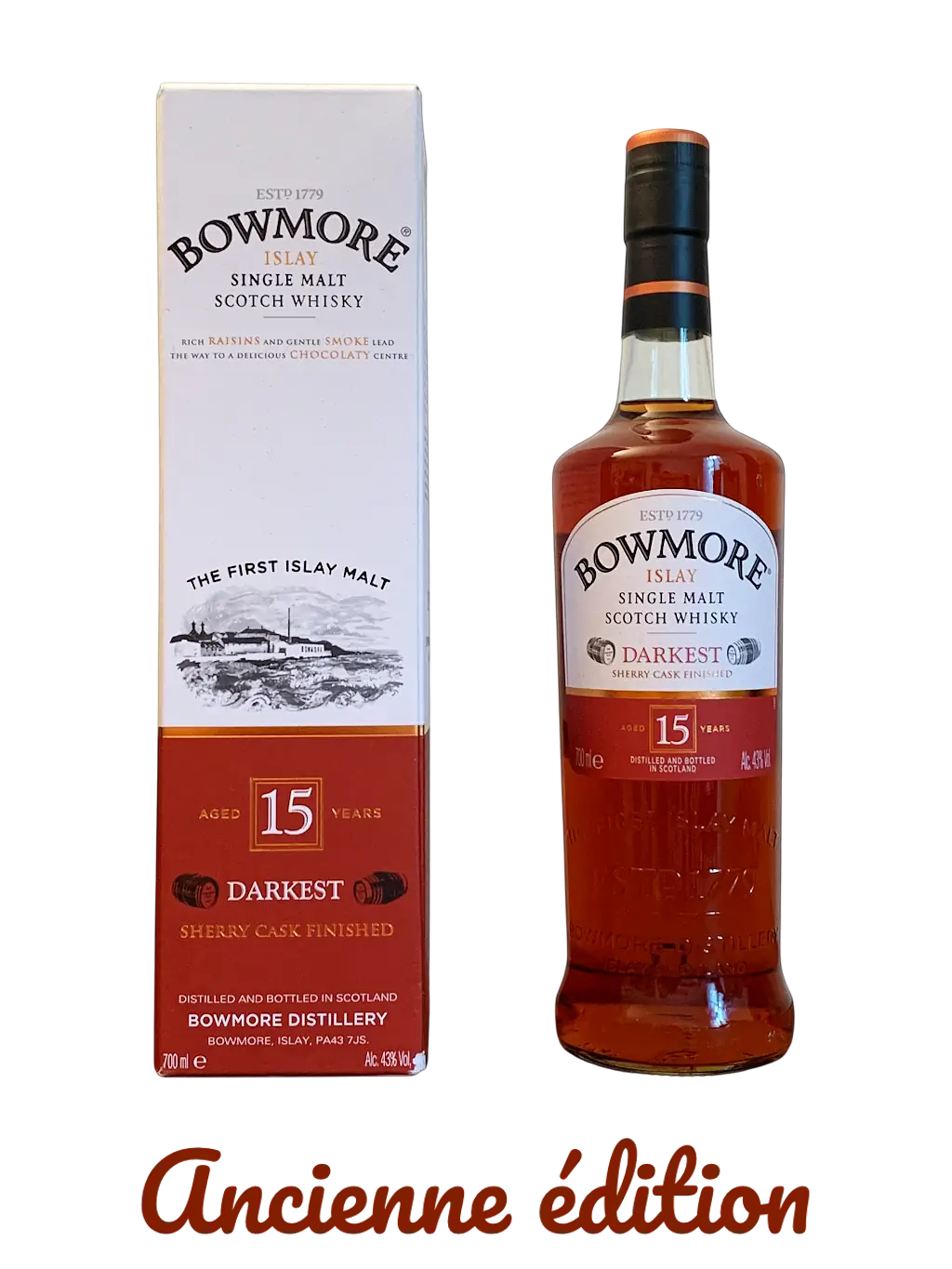 Bowmore Single Malt Scotch Whisky aged 15 years Darkest Sherry Cask Finished