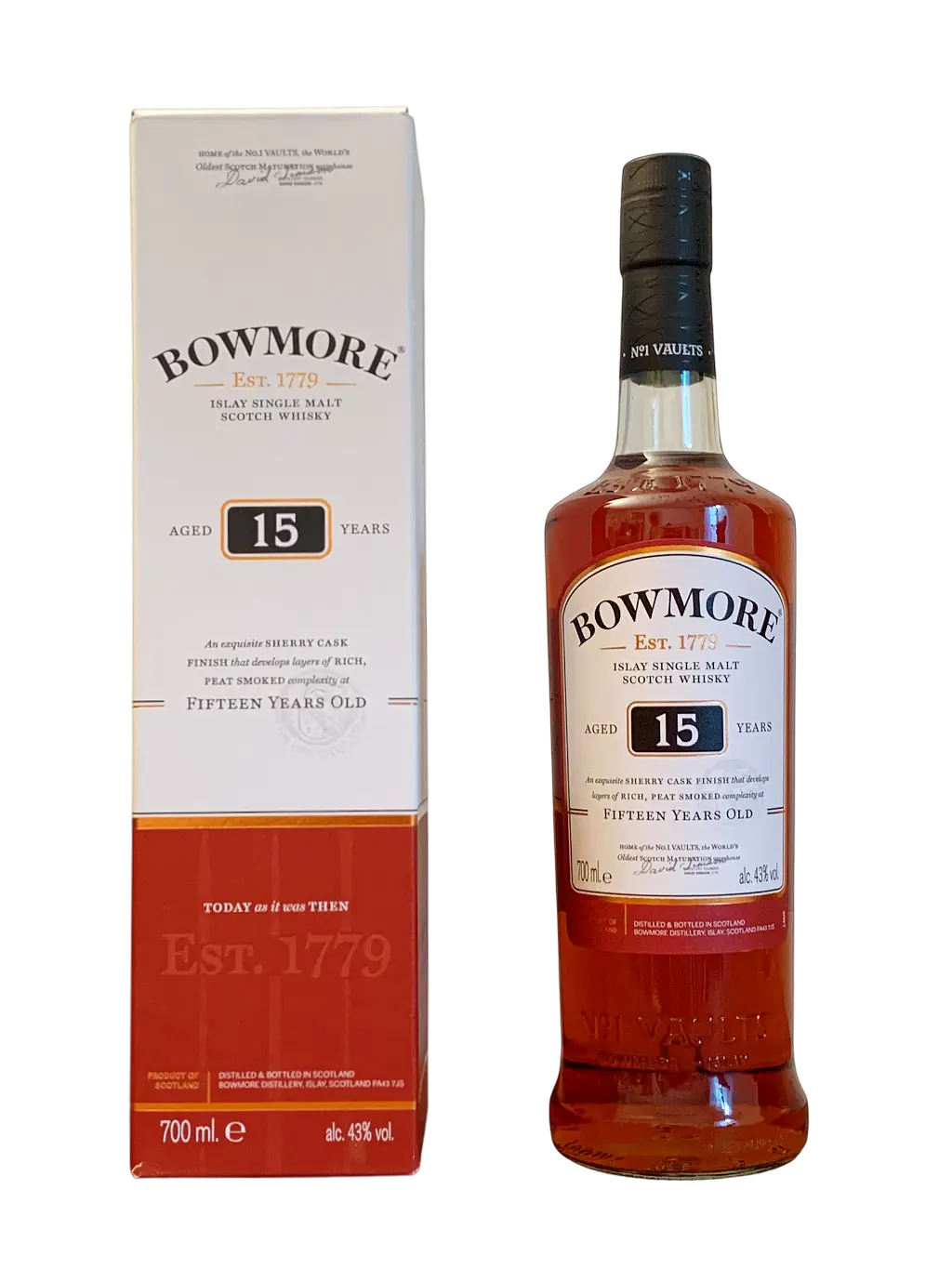 Bowmore Islay single malt Scotch whisky aged 15 years
