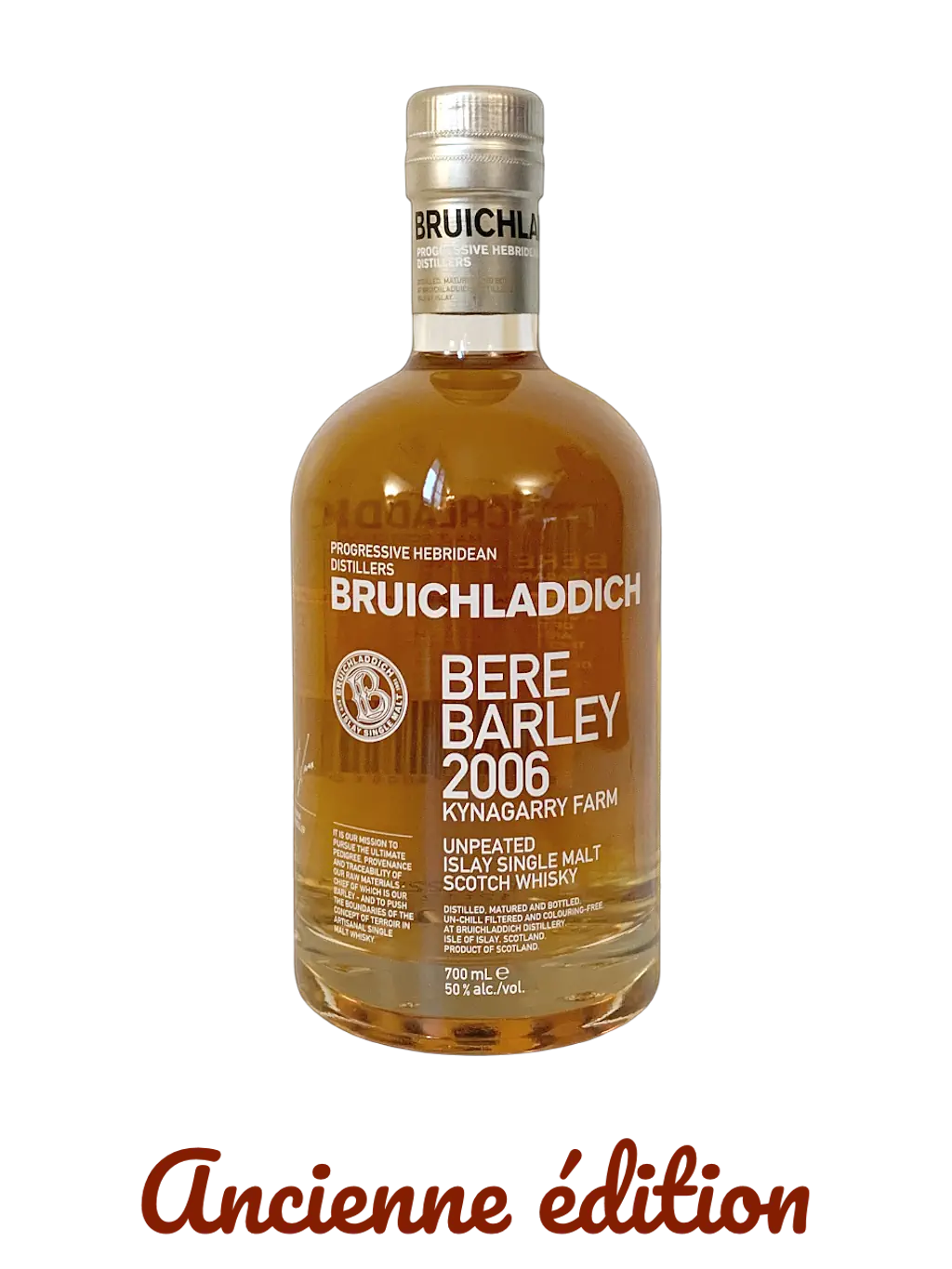 Bruichladdich Bere Barley 2006 Kynagarry farm, Achaba and Achfad fields. Unpeated Islay single malt Scotch whisky
