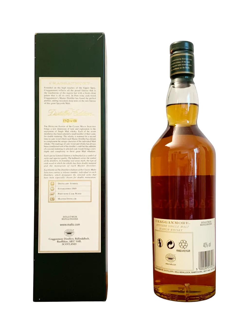 Single Malt Scotch Whisky Cragganmore Distillers Edition Double Matured Port Cask