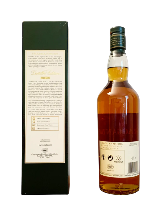 Single Malt Scotch Whisky Cragganmore Distillers Edition Double Matured Port Cask
