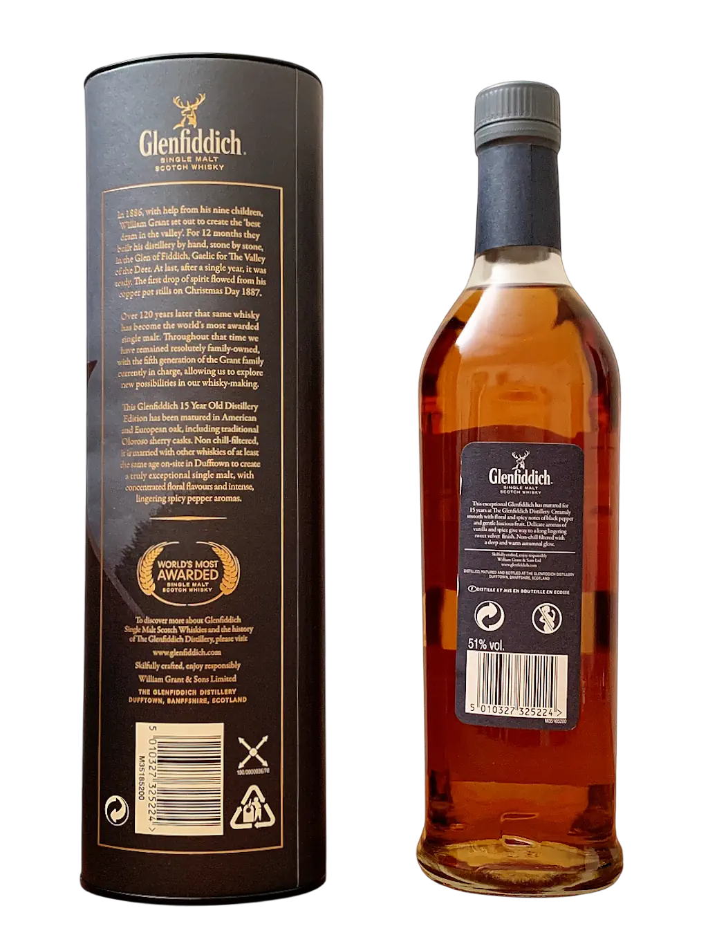 Glenfiddich Single Malt Scotch Whisky 15 ans Distillery Edition Non Chill-filtered
