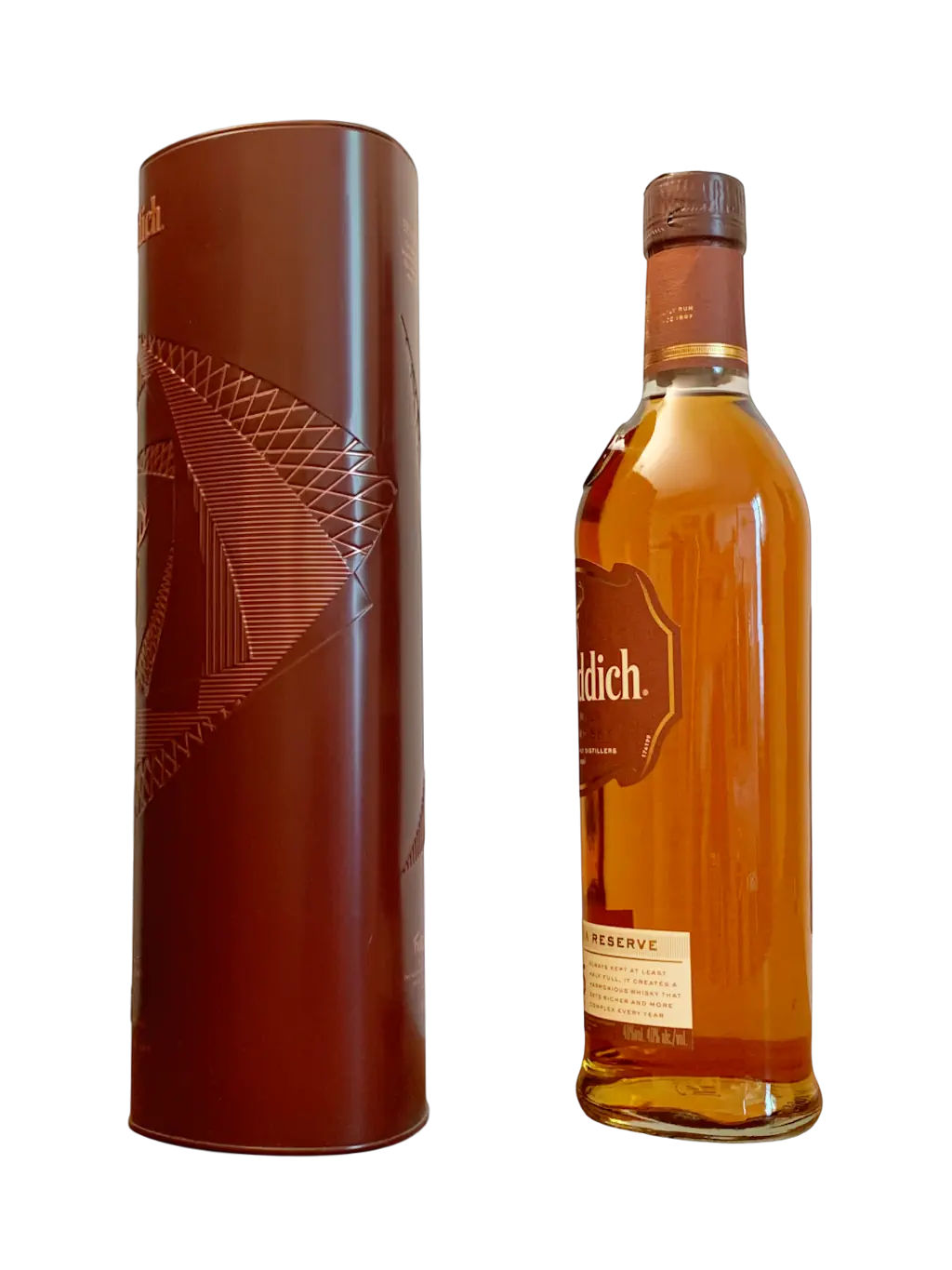 Glenfiddich single malt Scotch whisky aged 15 years unique solera reserve dans un étui métallique