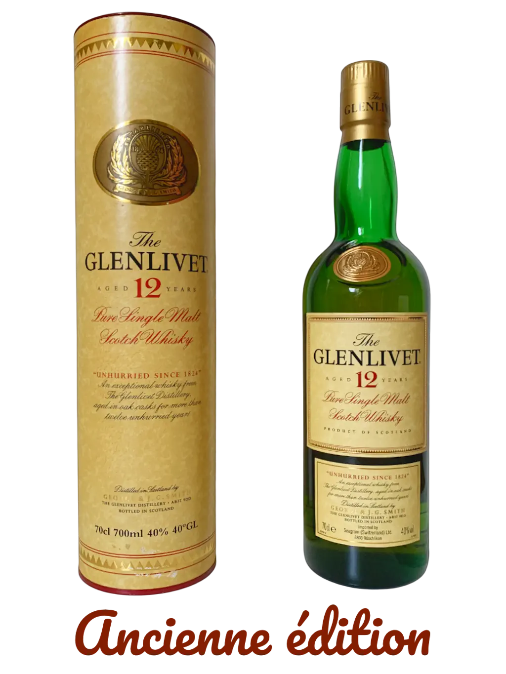 The Glenlivet aged 12 years pure single malt Scotch whisky unhurried since 1824