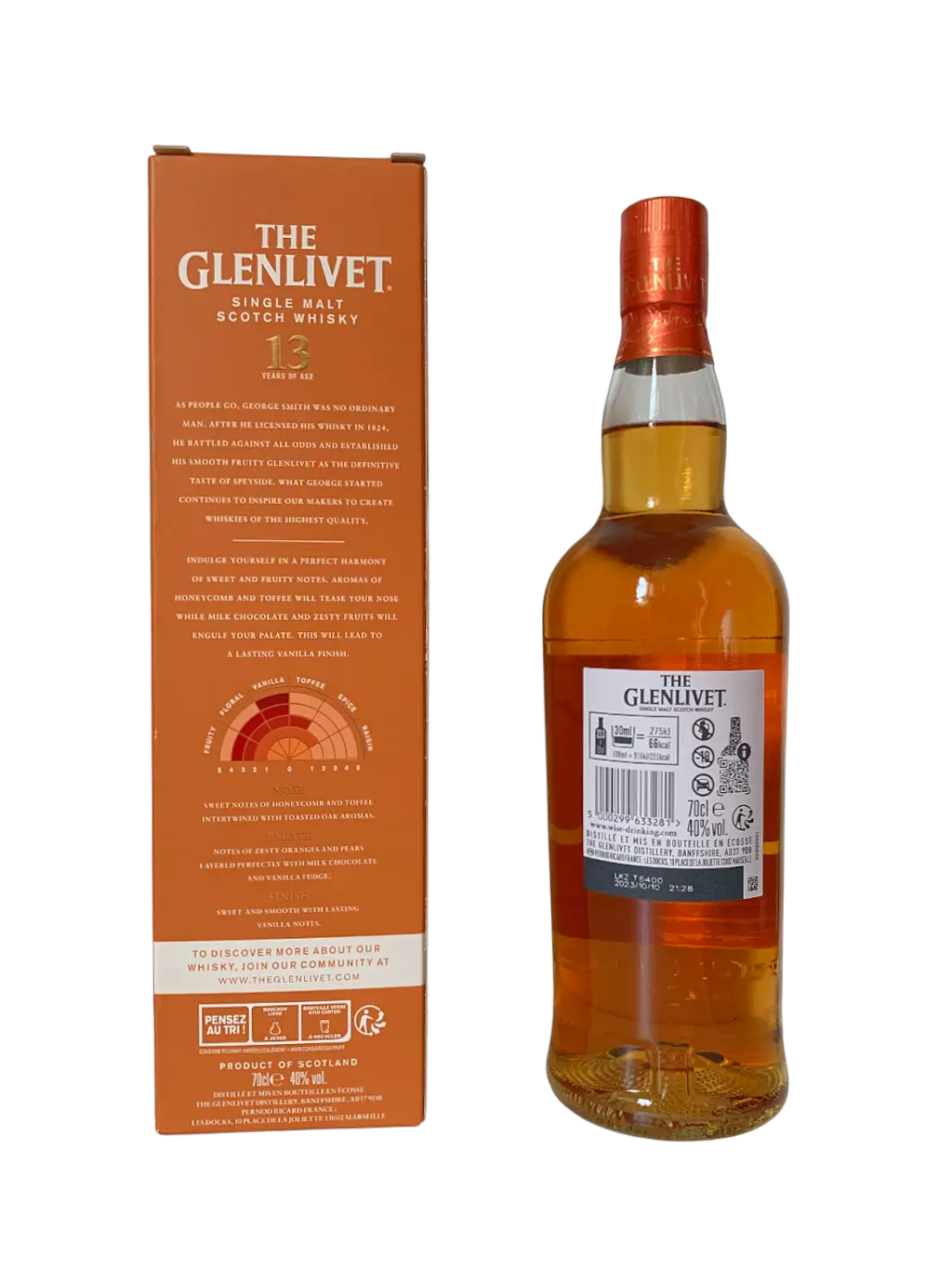 Glenlivet 13 years of age single malt Scotch whisky first fill American oak France Exclusive