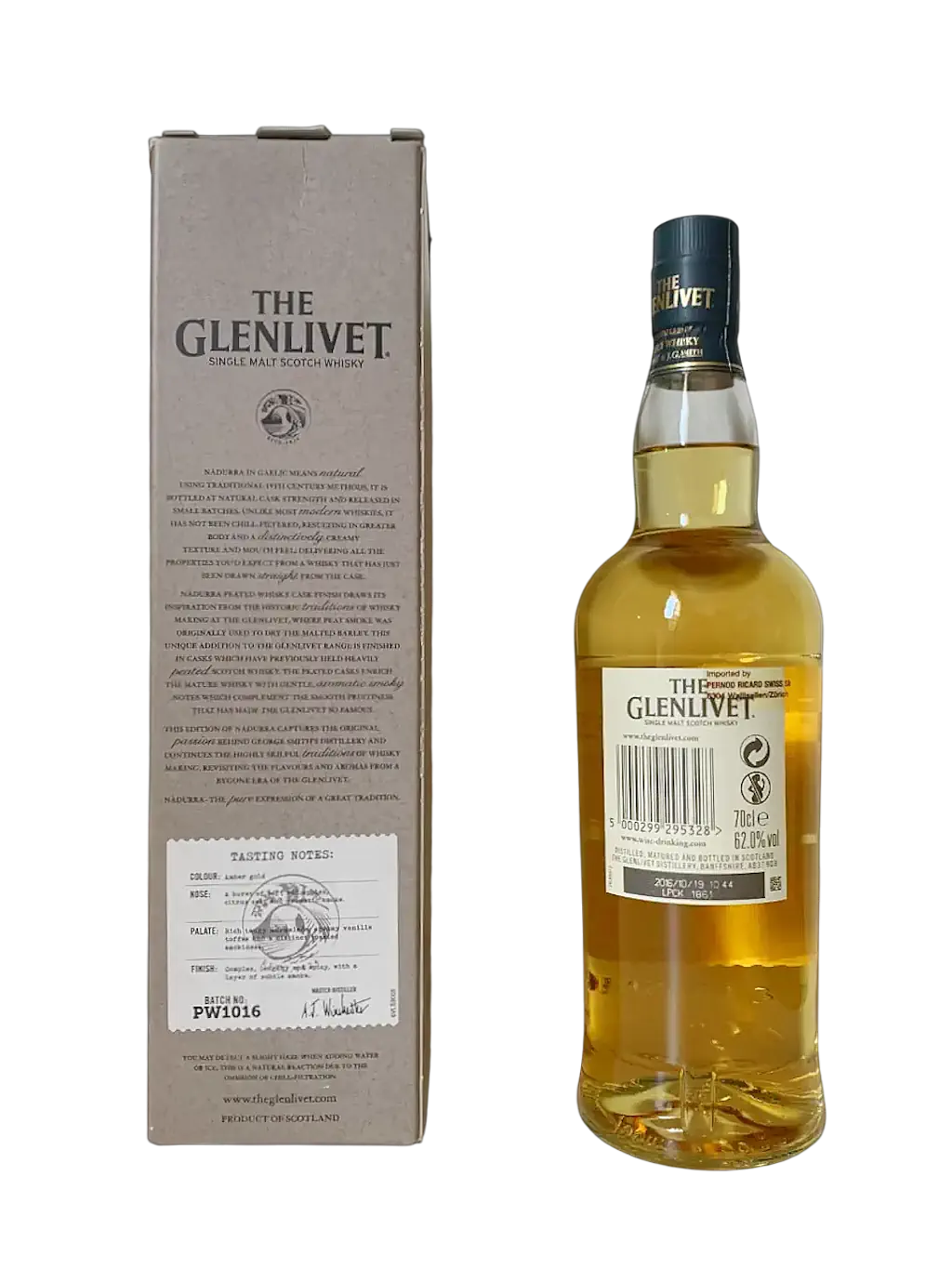 The Glenlivet single malt Scotch whisky Nadurra PW1016 peated whisky cask finish