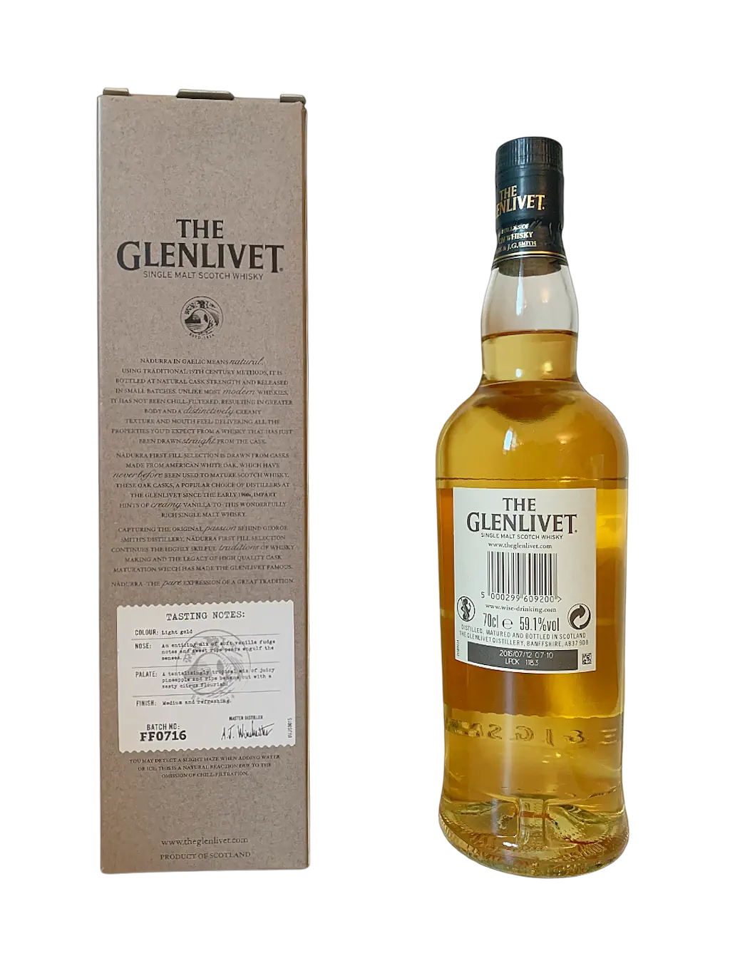The Glenlivet Nadurra single malt Scotch whisky First Fill Selection Batch FF0716 American white oak casks