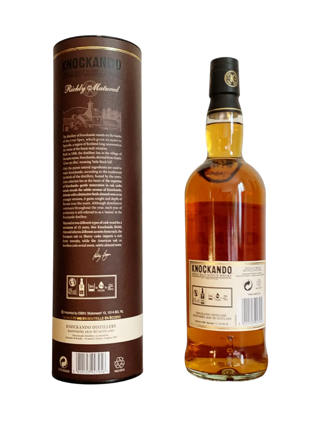 Knockando single malt Scotch whisky Richly Matured 15 years old distilled in 2004 and bottled in 2019