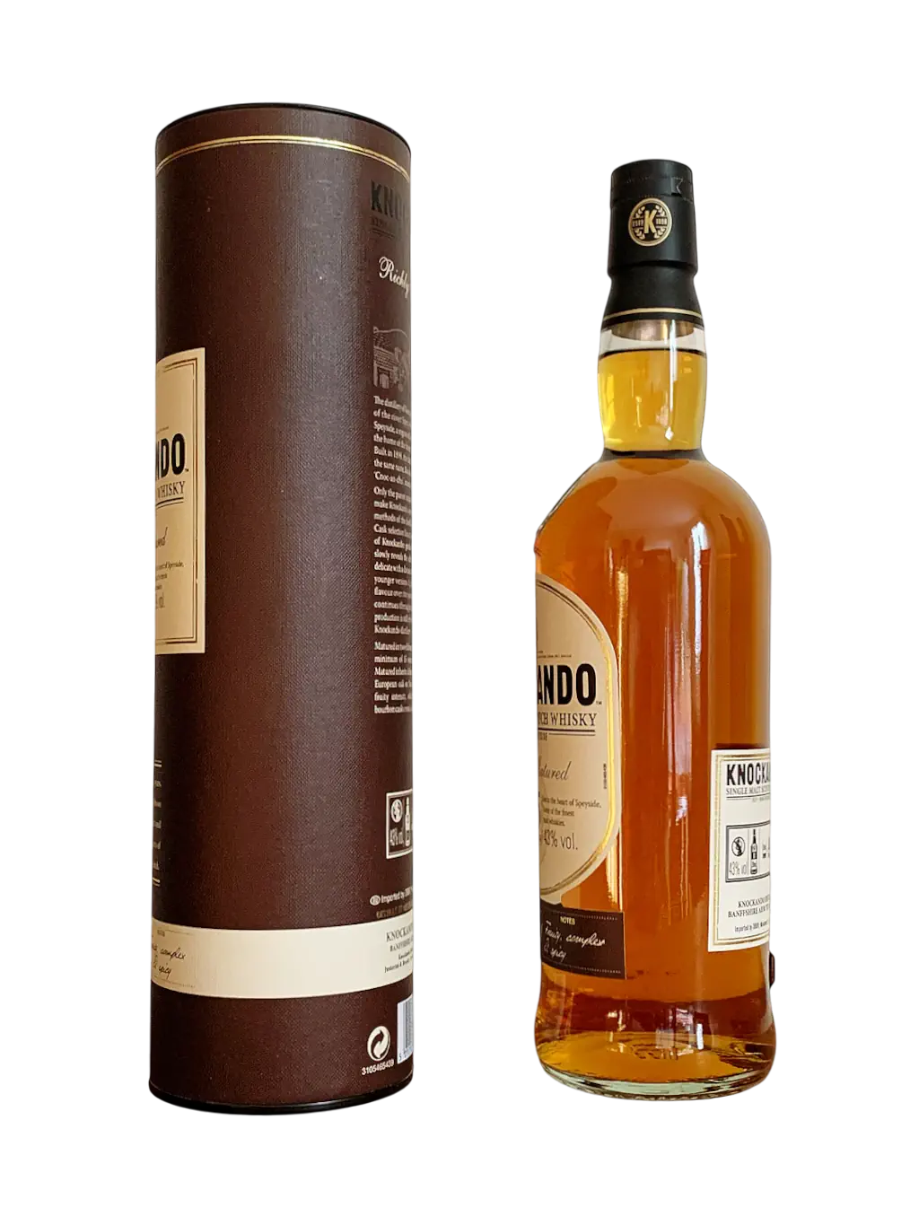 Knockando single malt Scotch whisky Richly Matured 15 years old distilled in 2004 and bottled in 2019