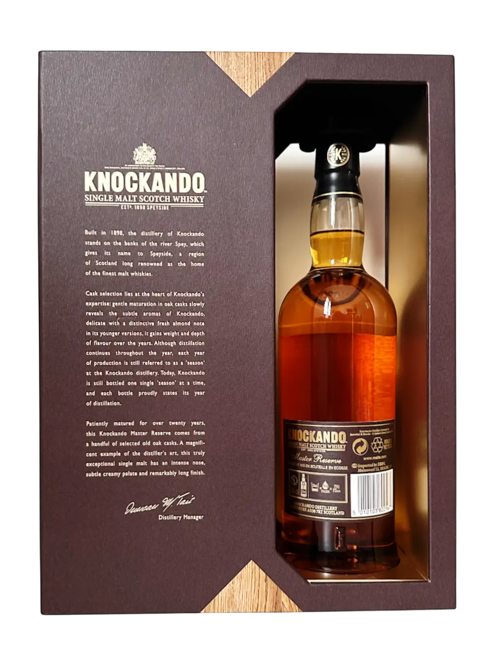 Knockando single malt Scotch whisky 21 years ans Master Reserve 1997 coffret 2 verres