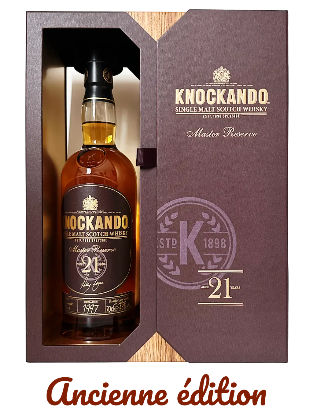 Knockando single malt Scotch whisky 21 years ans Master Reserve 1997 coffret 2 verres