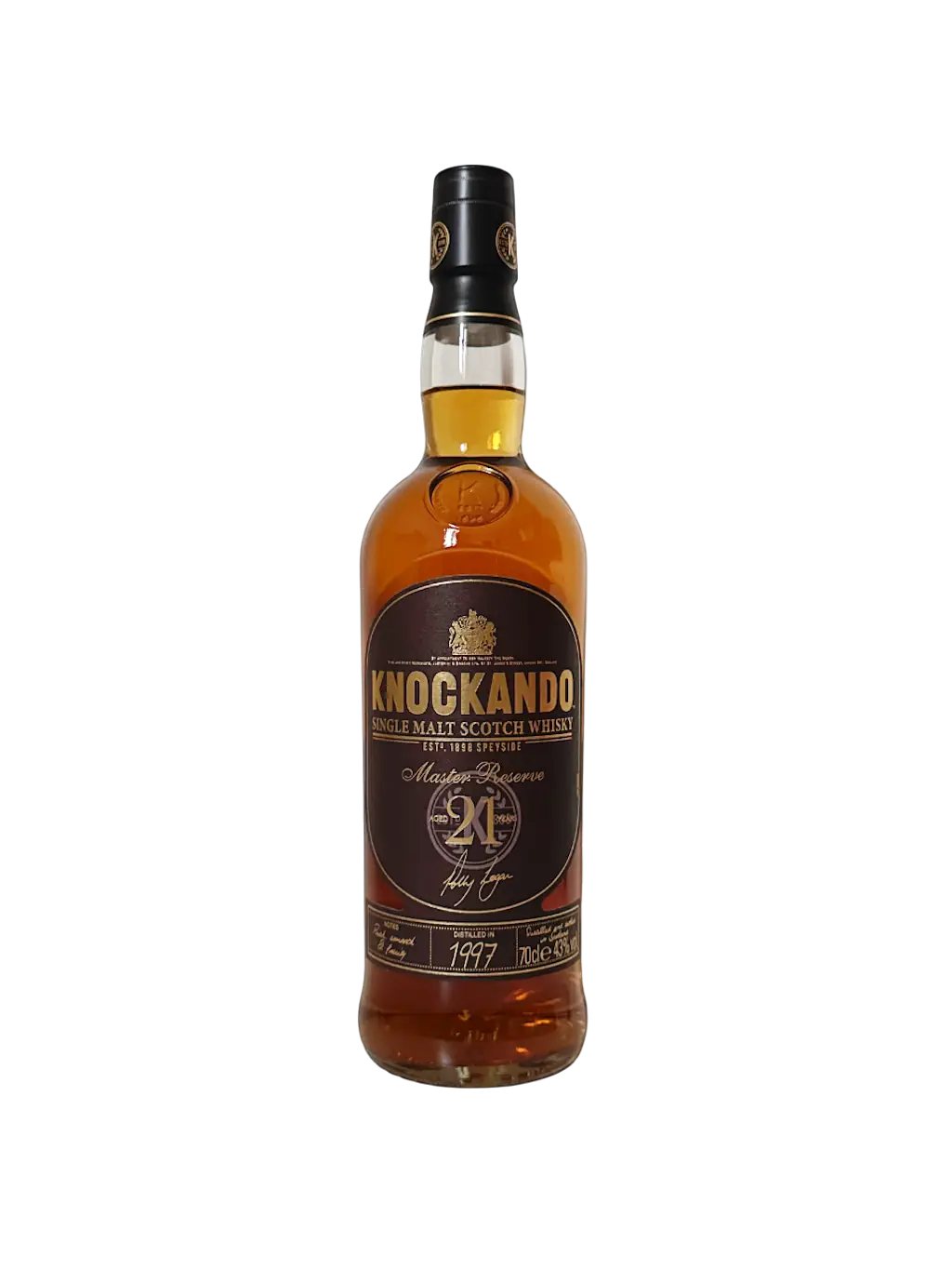 Knockando single malt Scotch whisky 21 years ans Master Reserve 1997 coffret 2 verres