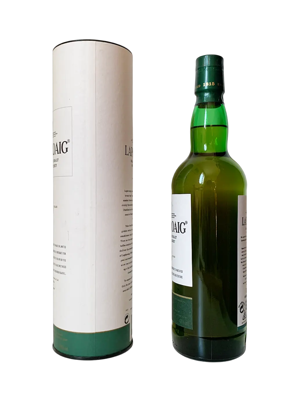 Laphroaig Islay single malt Scotch whisky aged 18 years. The most richly flavoured of all Scotch whiskies.