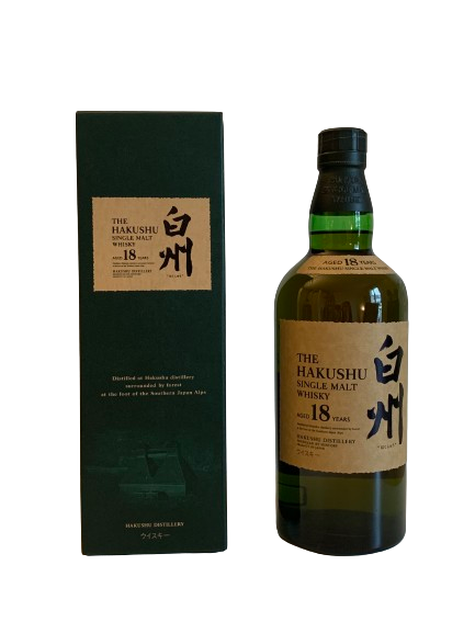 The Hakushu single malt whisky aged 18 years distilled at Hakushu distillery surrounded by forest at the foot of the Southern Japanese Alps