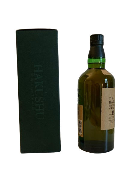 The Hakushu single malt whisky aged 18 years distilled at Hakushu distillery surrounded by forest at the foot of the Southern Japanese Alps