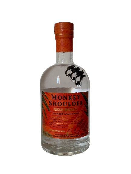 Monkey Shoulder Fresh Monkey Blended grain spirit distilled, blended and bottled in Scotland by William Grant & Sons LTD