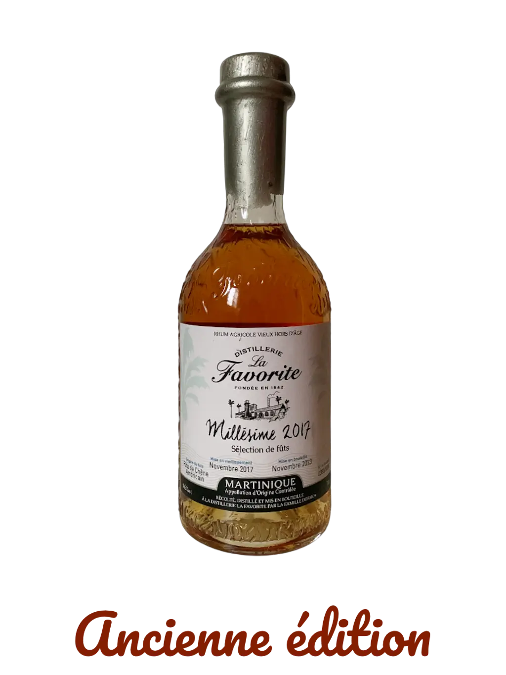 Rhum agricole vieux hors d'âge La Favorite Millésime 2017 Sélection de fûts