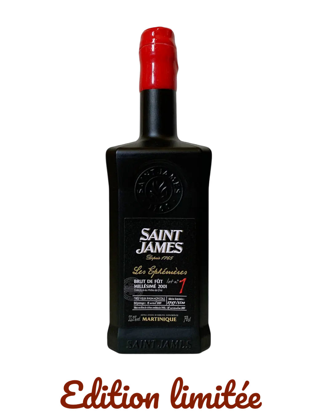 très vieux rhum agricole Saint James Ephémères lot 1 millésime 2001