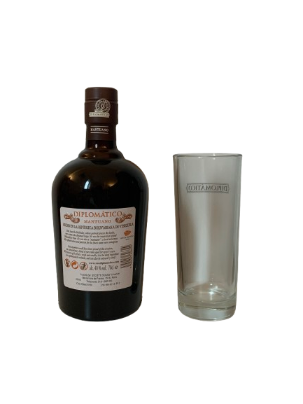 Ron Extra Anejo Venezuela Diplomatico Mantuano Coffret avec Verre Collins