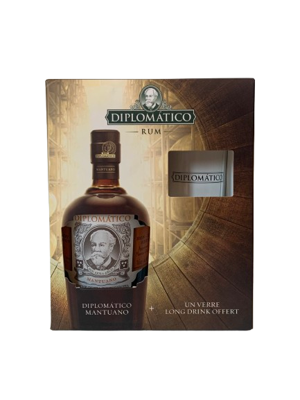 Ron Extra Anejo Venezuela Diplomatico Mantuano Coffret avec Verre Collins