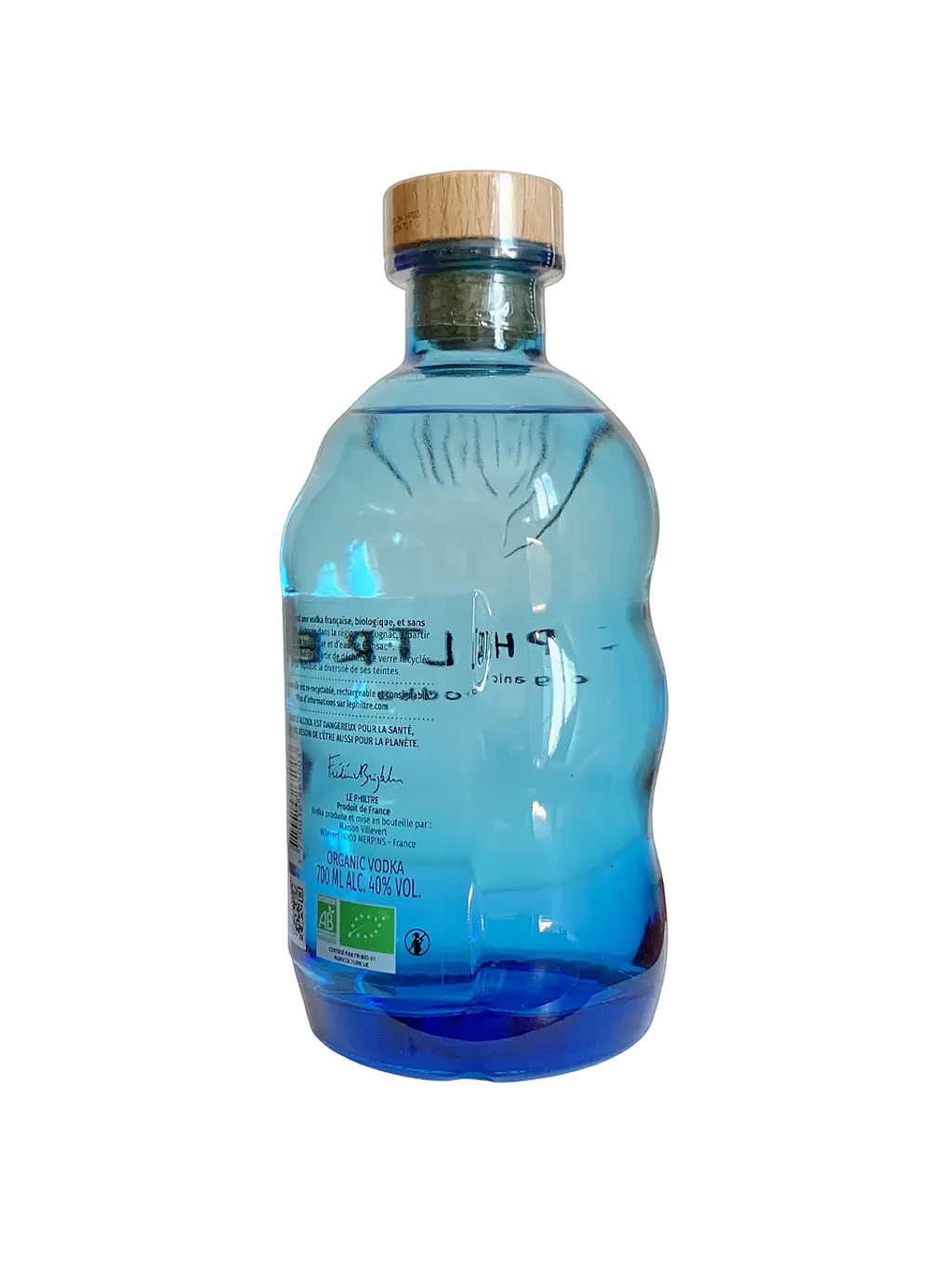 Vodka Francaise Le Philtre Organic réalisée à partir de blé issu de l'agriculture biologique