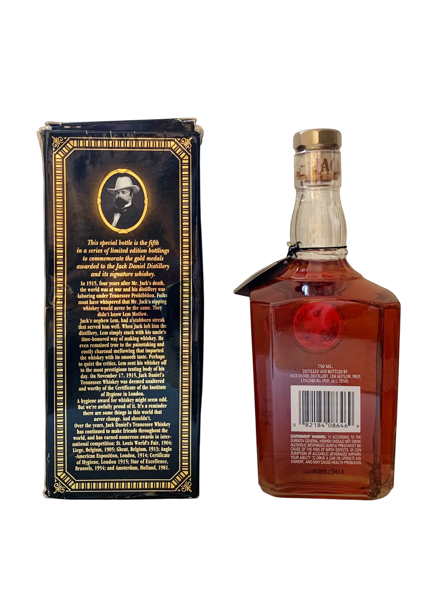 Jack Daniel's Tennessee Whiskey Gold Medal 1915 London