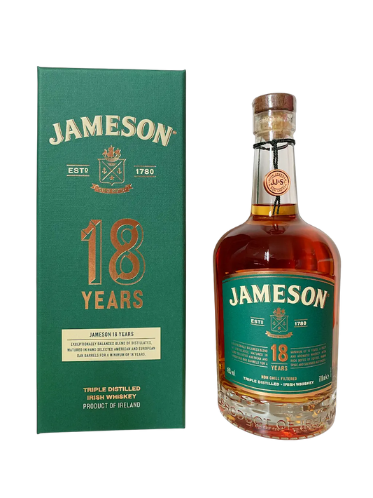 Triple distilled Irish whiskey Jameson  18 years