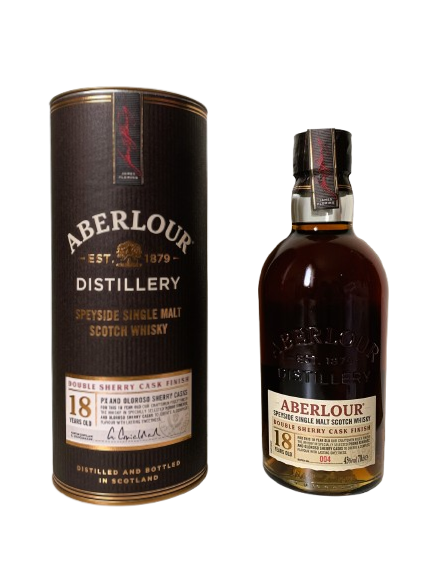 Aberlour Speyside single malt Scotch whisky Double sherry cask finish aged 18 year old. This is batch 004.