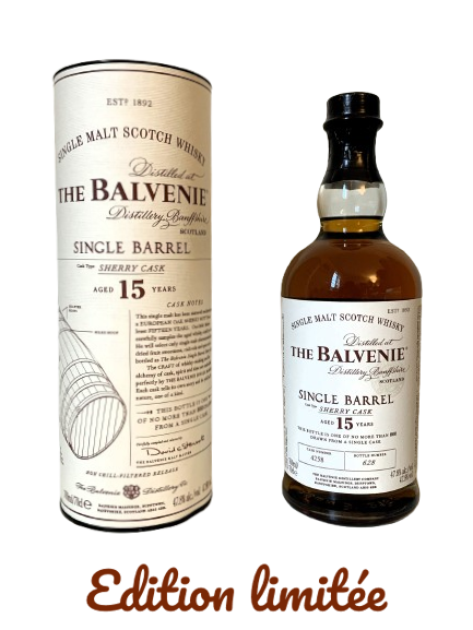 bouteille balvenie 15 ans single barrel sherry cask single malt scotch whisky