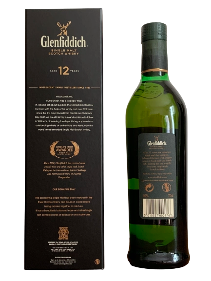 Whisky Single Malt Speyside Glenfiddich 12 ans Our Signature Malt beautifully balanced