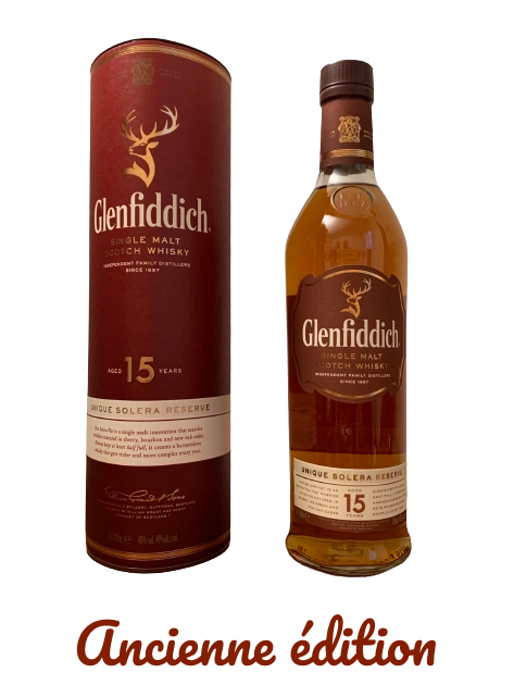 Glenfiddich single malt Scotch whisky aged 15 years unique solera reserve