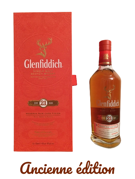 Glenfiddich single malt Scotch whisky aged 21 years reserva rum cask finish rich, sweet and exotic