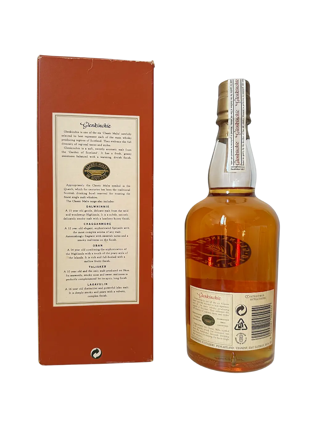 Glenkinchie aged 10 years Lowland Scotch whisky the Edinburgh malt