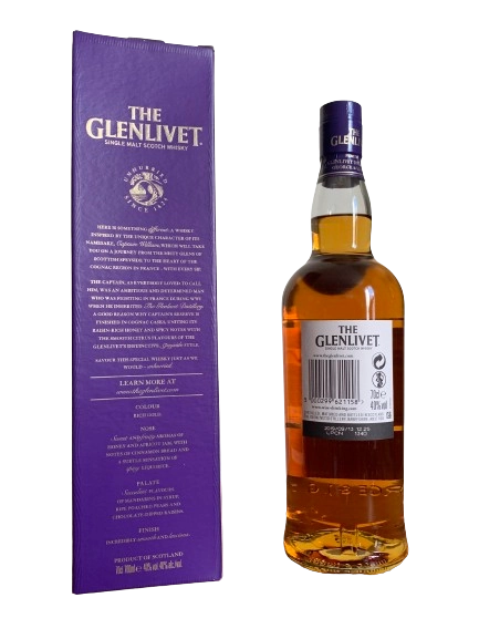 The Glenlivet Single malt Scotch whisky Captains Reserve selectively finished in cognac casks rich and intense