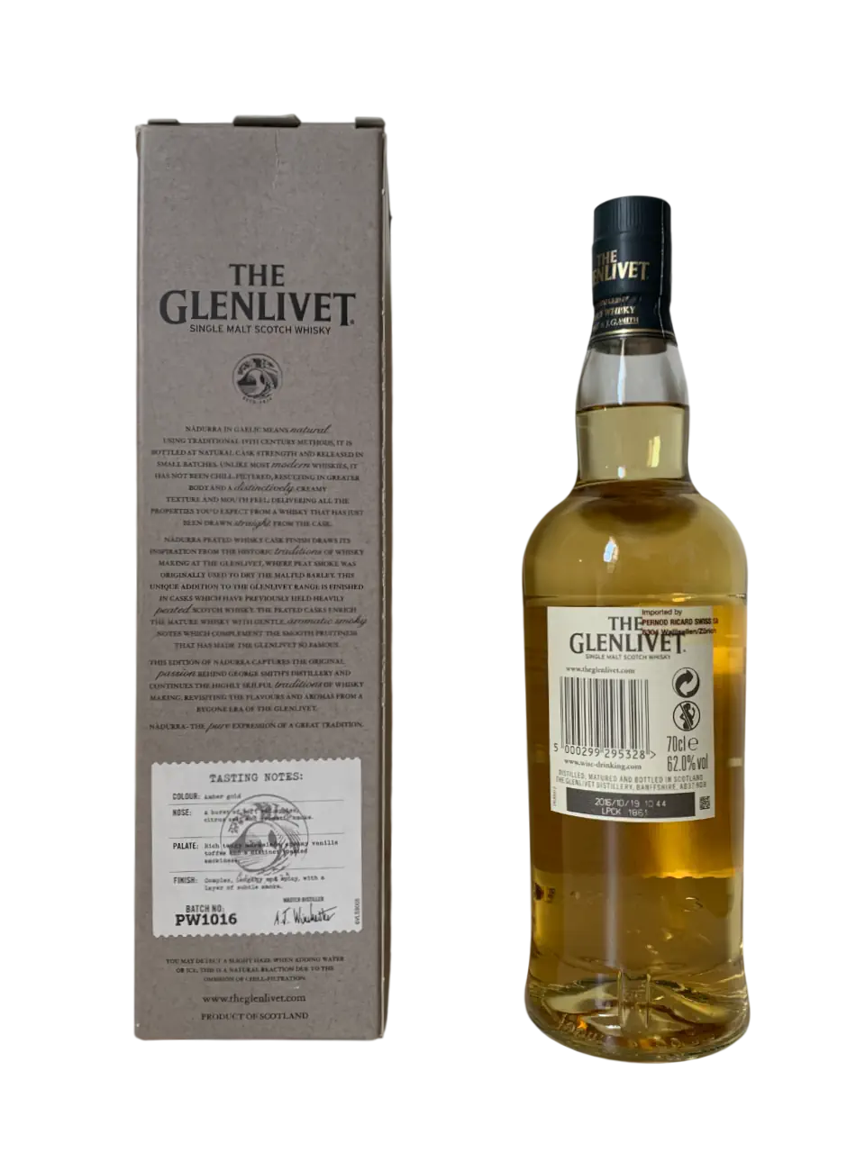 The Glenlivet single malt Scotch whisky Nadurra PW1016 peated whisky cask finish