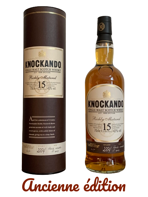 Knockando single malt Scotch whisky Richly Matured 15 years old distilled in 2004 and bottled in 2019