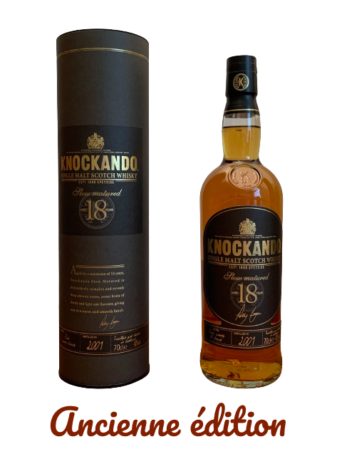 Single malt Scotch whisky Knockando aged 18 years Slow Matured Distilled in 2001 Bottled in 2019